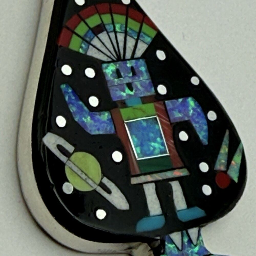 Sterling Silver Multi Stone Micro Inlay Pendant Aztec Galaxy